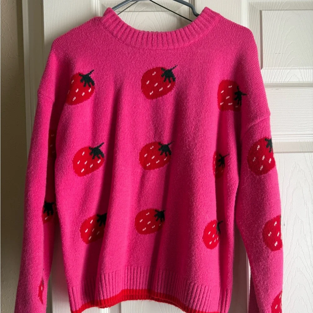 English Factory Pink Strawberry Sweater - Picture 1 of 3